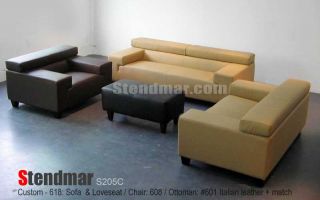 4pc New Modern Leather Sofa Love Chair Ottoman S205C