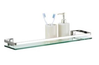 New Chrome Glass Bathroom Organizer Shelf Towel Bar