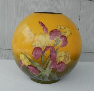 Antique Gone with The Wind Globe Lamp Shade Hand Painted Iris