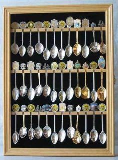 36 Spoon Display Case Holder Rack Wall Cabinet Shadow Box Glass Door