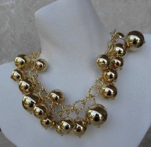 Kenneth Jay Lane Couture Jumbo Gold Ball Necklace New