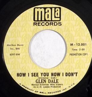GLEN DALE soul promo 45 MALA Ive Got YOu On My Mind/Now I See You Now