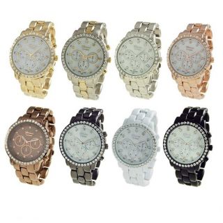 Geneva Platinum Womans Decorative Chronograph Dial Watch