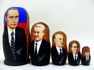  Presidents 7 5 piece Nesting Doll Matryoshka Putin Yeltsin Gorbachev