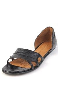 Gentle Souls Womens Brakester $185 Black Leather Sandal Kd Flat