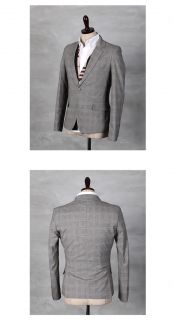 Bros Mens 1 Button Glencheck Slim Jacket Gray JK038