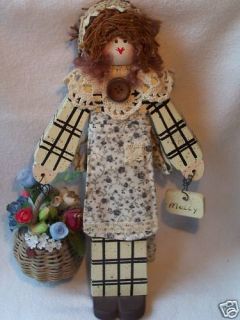 MOLLY A OOAK ARTIST MADE WOOD WOODEN COUNTRY DOLL Hand Painted