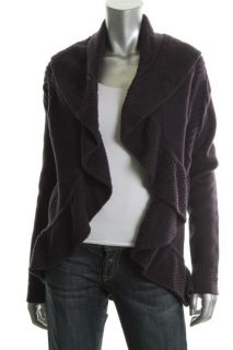 Grace New Purple Cable Knit Long Sleeve Cocoon Open Front Cardigan