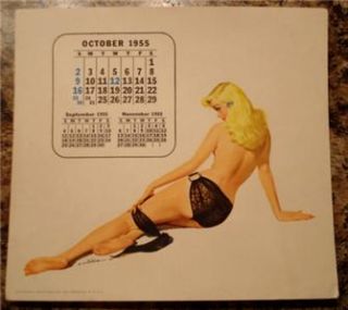 RARE Vintage 1955 Esquire Pin Up Girls Desk Calendar Pages 10 Months