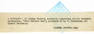 1943 Glenda Farrell Photograph Portrait George Hurrell City Without