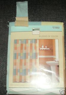Style Selections Blocks of Color Fabric Shower Curtain
