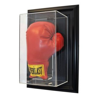 Wall Mount Single Boxing Glove Display w Free Nameplate and Engraving