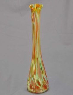 Original Sealy Amber Spatter Glass Vase w Label Japan