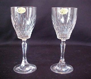 Crystal Wine Stem Glasses Goblets Set of 2 Vintage