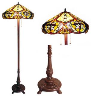  Styled Tiffany Style Stained Glass Floor Lamp w 19 Shade