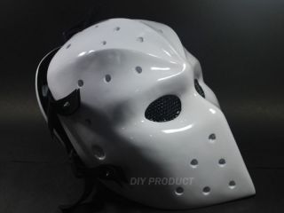 White NHL Hockey Goalie Mask Airsoft Mask Fiberglass Accessories Vtg