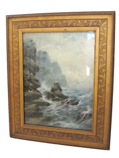  Original Oil Painting Signed H Graham on Board Seascape Seagulls Ocean