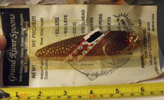 Grand River Spoon Fishing Lure Nipkg 78 Hammered Copper w Red Stripe