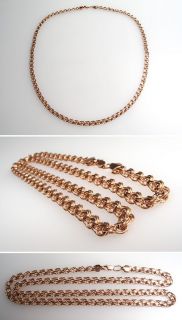  Link 22.5 Inch Necklace Chain Solid 14K Rose Gold Fine Estate Jewelry