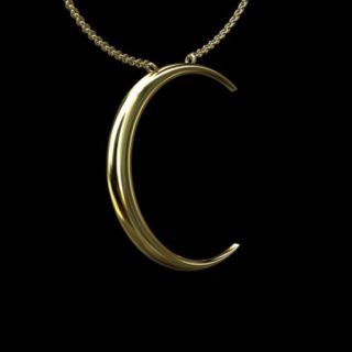 Solid 14k Yellow Gold Crescent Moon Pendant