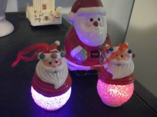 Santa Christmas Ornaments Battery Powered Lights Change Colors