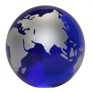 Glass Crystal Globe Paperweight Paper Weight   World Map Global
