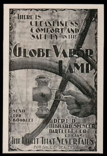 Bicycle Globe Vapor Lamp Light Antique 1896 Cycling Ad Chicago