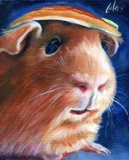 Painting Golden Guinea Pig Pancake Hat Cute Pet Hamster Gerbel Art