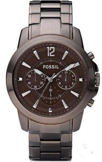 Mens Brown Fossil Grant Chronograph Stainless Steel Watch FS4608