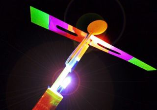LED Glow Helicopter Flying Spin Slingshot Glider Toy
