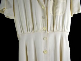 Dennis Goldsmith White Full Length Button Front Rayon Dress with Belt