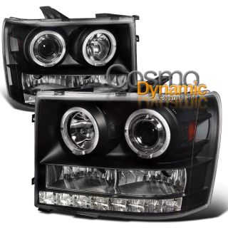 07 12 GMC Sierra 1500 2500HD 3500HD LED DRL Halo Projector Headlights