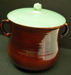 Vtg Red Wing Pottery Village Green Brown Bean Pot Lid