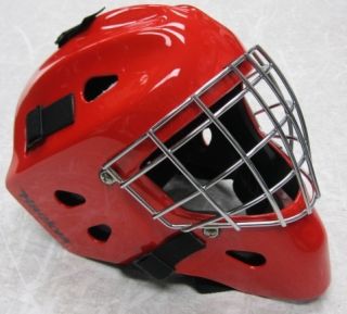 Hackva Hockey Goalie Goal Face Mask Helmet Medium Red Chrome Cage