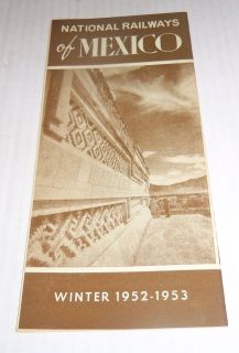 National Railway of Mexico 1952 System Timetable
