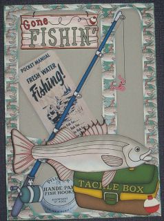 Handmade Greeting Card 3D Gone Fishing All Occasion