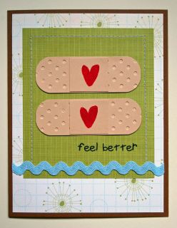 Handmade Card Feel Better Band Aids OUCH Love Get Well