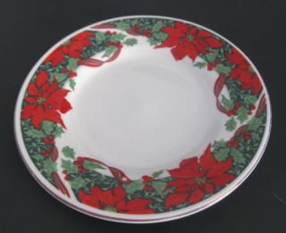 Gibson China Christmas Holly Poinsettia Cup Saucer