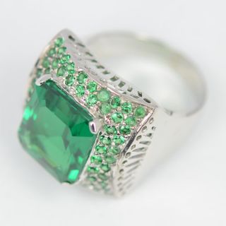 Green Tsavorite Garnet Sterling Silver 925 Ring Size 7 25 US O UK