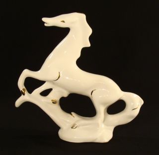 Antique Porcelain Gold Paint Horse Figurine Sculpture