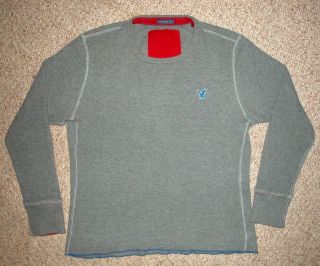 American Eagle Grey Gray Blue Emblem Sweater Mens Vintage Fit Large