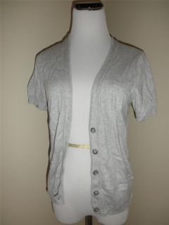 American Eagle Outfitters Gray Short sleeve Pocket Cardigan Sweater Sz