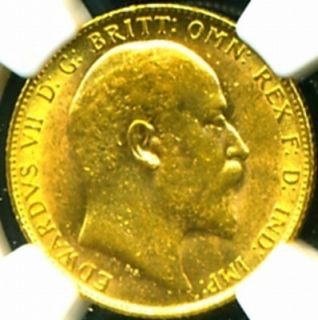 1907 GR BRITAIN EDWARD VII GOLD COIN SOVEREIGN NGC CERTIFIED GENUINE