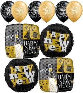10 PC Golden Celebration New Years Balloon Bouquet Decoration Party