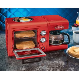 BSET100CR Coffee Maker Toaster Oven and Griddle Combo New