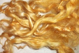 Goldenrod yellow combed real mohair locks reborn blythe troll doll wig