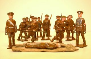 Vintage Painted Lead British Johillco Soldiers inc Wounded Soldier
