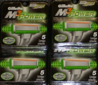 Boxes of Gillette M3 POWER Razor Blades/ 20 total Cartridges