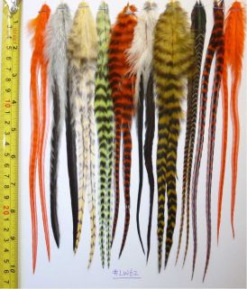 20 Whiting Grizzly Badger Feathers for Hair Extension w 20 Beads LW62