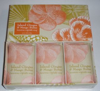 GREENWICH BAY TRADING CO SOAP SET of 3 ISLAND GINGER & MANGO BUTTER